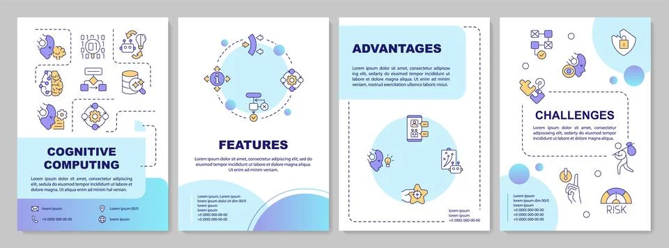 Creative gradient brochure with cognitive computing icons Stock Illustration