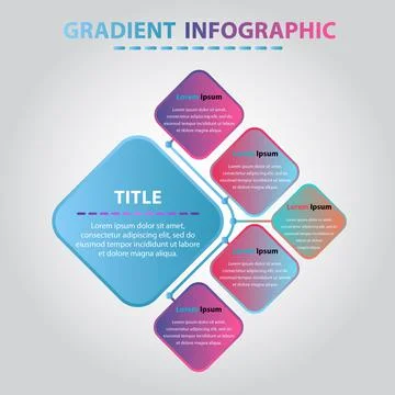 Creative gradient infographic. Infographic with 5 circular gradient elements. イラスト素材
