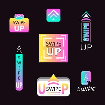 Creative Gradient Swipe Up Icon Set Vector Illustration On Black Background Stock Illustration