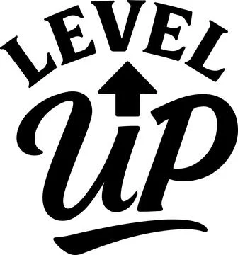 Creative graphic design showing a leveling up concept with upward arrow. Stock Illustration