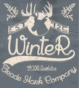 Creative graphic logo message for winter design.Vector blurred background Illustrazione stock