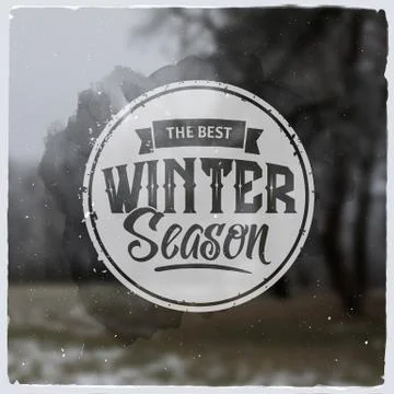 Creative graphic logo message for winter design.Vector blurred b Ilustración de archivo