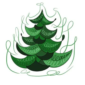 Creative green dynamic spruce for decoration Stock Illustration