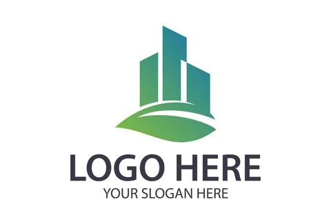 Creative Green Leaf Abstract House Building Eco Logo Icon Design	 Illustrazione stock
