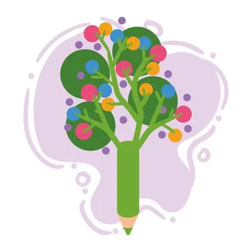Creative green pencil tree Stock Illustration
