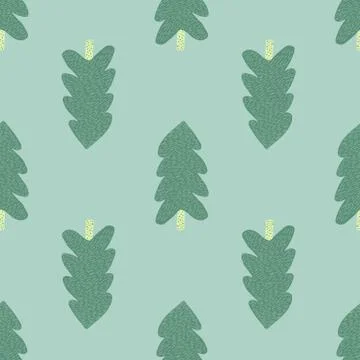 Creative green pine tree seamless pattern. Forest fir wallpaper. Stock Illustration