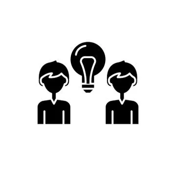 Creative group black icon, vector sign on isolated background. Creative group Stock Illustration