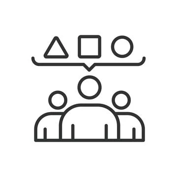 Creative group, in line design. Creative group, collaboration, brainstorming Stock Illustration