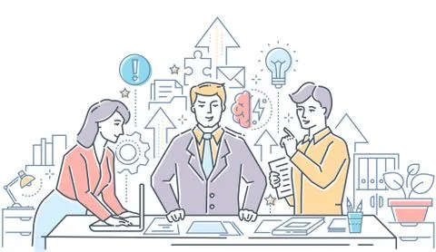 Creative group - modern line design style illustration Illustrazione stock