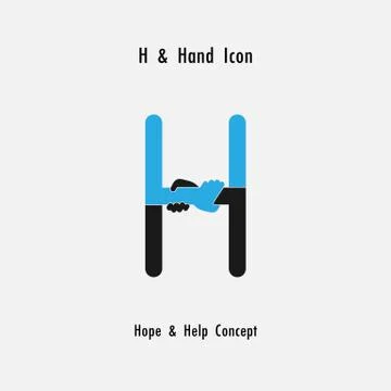 Creative H- alphabet icon abstract and hands icon design vector template.Busi Stock Illustration