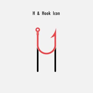 Creative H- Letter icon abstract and hook icon design vector template.Fishing Stock Illustration