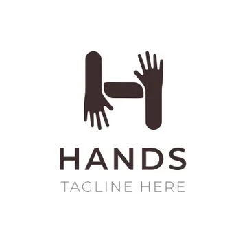 Creative H letter logo design. Hands connection symbol. Community, cooperation Stock Illustration