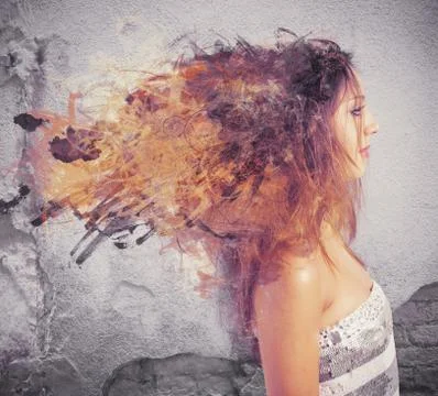 Creative hairstyle concept with motion effect Stock Illustration