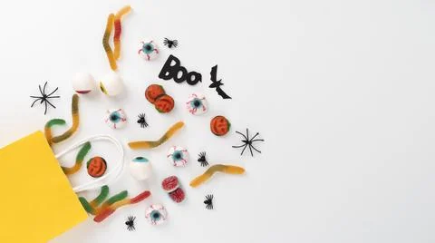 Creative Halloween elements assortment on a white background 스톡 사진