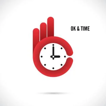 Creative hand and clock shape abstract logo design.Hand Ok symbol icon.Corpor Stock Illustration