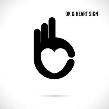 Creative hand and heart shape abstract logo design.Hand Ok symbol icon.Corpor Stock Illustration