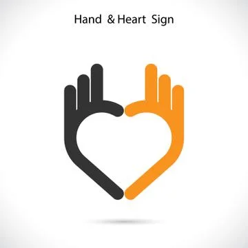 Creative hand and heart shape abstract logo design.Hand Ok symbol icon.Corpor Stock Illustration
