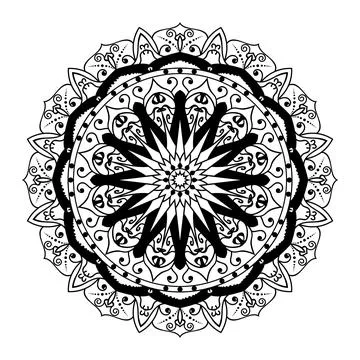 Creative hand drawn abstract black and white colors mandala background design Stock Illustration