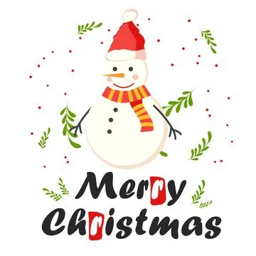 Creative hand drawn card with cute Snowman. Card for winter holidays. Stock Illustration