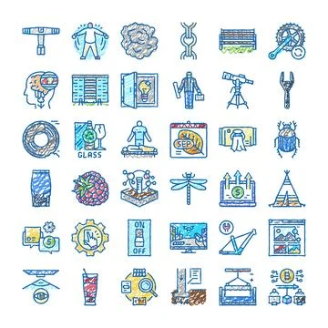 Creative hand drawn doodle icon collection set 스톡 일러스트