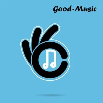 Creative hand icon abstract logo design vector template.Music and restaurant Stock Illustration