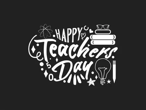 Creative hand lettering vector illustration design concept for happy teachers Stock Illustration