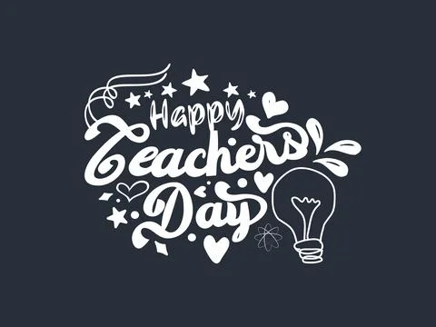 Creative hand lettering vector illustration design concept for happy teachers Stock Illustration