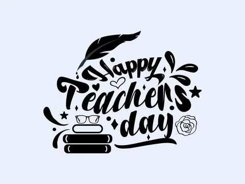 Creative hand lettering vector illustration design concept for happy teachers Stock Illustration
