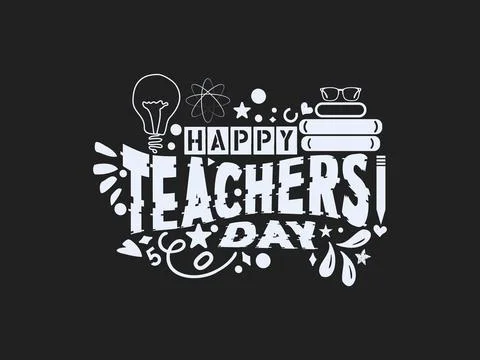 Creative hand lettering vector illustration design concept for happy teachers Stock Illustration