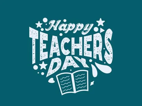 Creative hand lettering vector illustration design concept for happy teachers Stock Illustration
