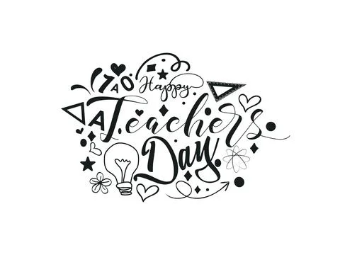 Creative hand lettering vector illustration design concept for happy teachers Stock Illustration