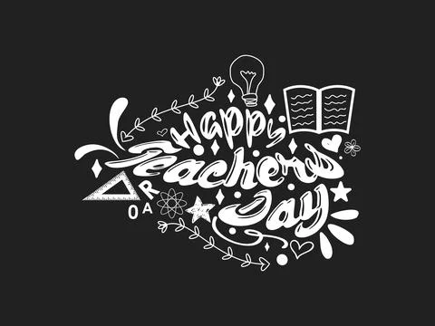 Creative hand lettering vector illustration design concept for happy teachers Stock Illustration