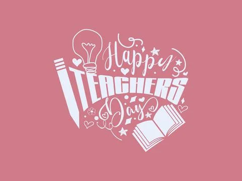 Creative hand lettering vector illustration design concept for happy teachers Illustrazione stock