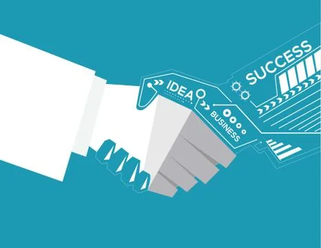 Creative handshake abstract circuit technology vector. Concept business illus Stock Illustration