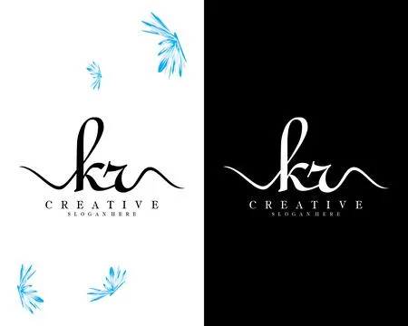 Creative handwriting letter kr, rk logo design template vector Illustrazione stock