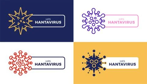 Creative Hantavirus Vector icon badge set. Pulmonary syndrome (HPS) is a rare Stock Illustration