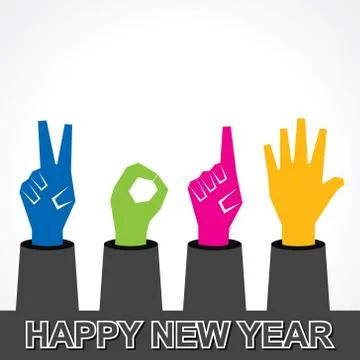 Creative happy new year 2015 design with finger stock vector Stock Illustration