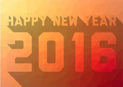 Creative Happy New year 2016 card with long shadow Stock Illustration