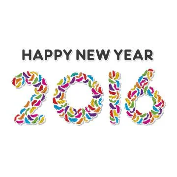 Creative happy new year 2016 design by footwear concept Stock-Illustration