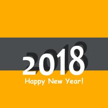 Creative happy new year 2018 design. Flat design with shadow. Outline. Stock Illustration