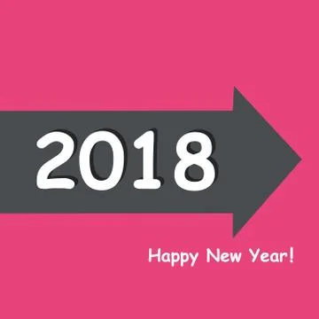 Creative happy new year 2018 design. Flat design with shadow. Outline. Stock Illustration