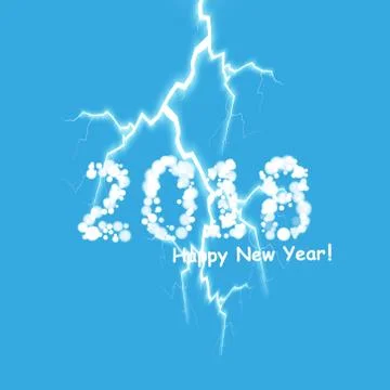 Creative happy new year 2018 design with lightning. Stock Illustration