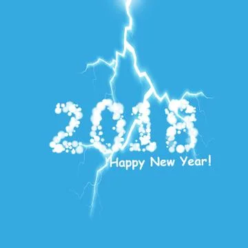 Creative happy new year 2018 design with lightning. Stock Illustration
