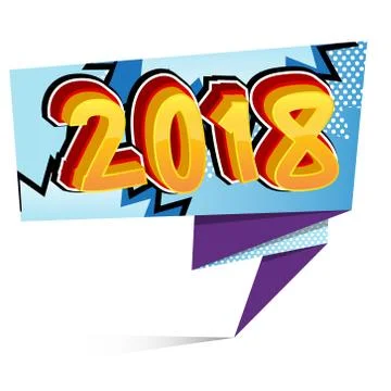 Creative happy new year 2018 design card on comic book background. Vector ill Stock Illustration