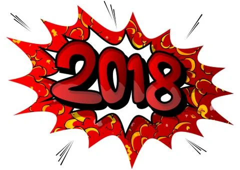 Creative happy new year 2018 design card on comic book background. Vector ill Stockillustratie