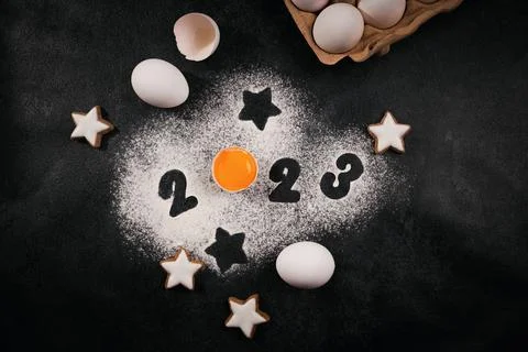 Creative Happy New Year 2023 greeting card for home baker Foto stock