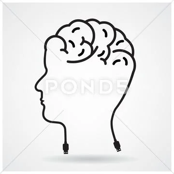 Creative head brain idea concept Stock Illustration