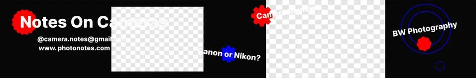 Creative Header for Your Camera Review Channel on Video Platform. Editable Stock Illustration