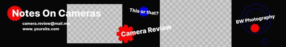Creative Header for Your Camera Review Channel on Video Platform. Editable Stock Illustration