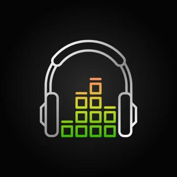 Creative Headphones with sound equalizer vector linear icon Stock Illustration
